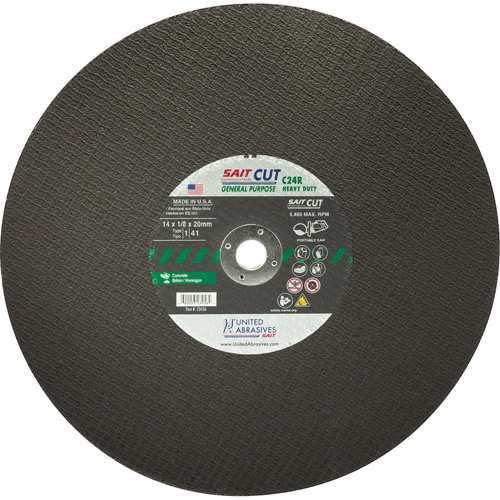 C24R Concrete High Speed Cut-Off Wheel, 12" x 1/8", 25/32" Arbor, Type 1, Silicon Carbide, 6300 RPM Solutions industrielles ALPHA