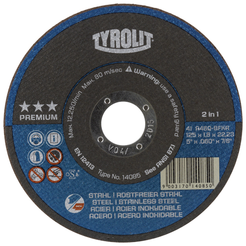 Disque de coupe, 6" x 1/16", Arbre de 7/8", Type 1, Oxyde d'aluminium, 10 200 Tr/min Solutions industrielles ALPHA