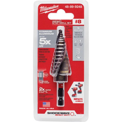 Foret &eacute;tag&eacute; #8 Shockwave Impact Duty, 1/2" - 1", Incr&eacute;ments de 1/16", Titane Solutions industrielles ALPHA