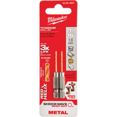 Foret Shockwave, 1/16", Titane, Cannelure 5/8", Pointe de 135° Solutions industrielles ALPHA