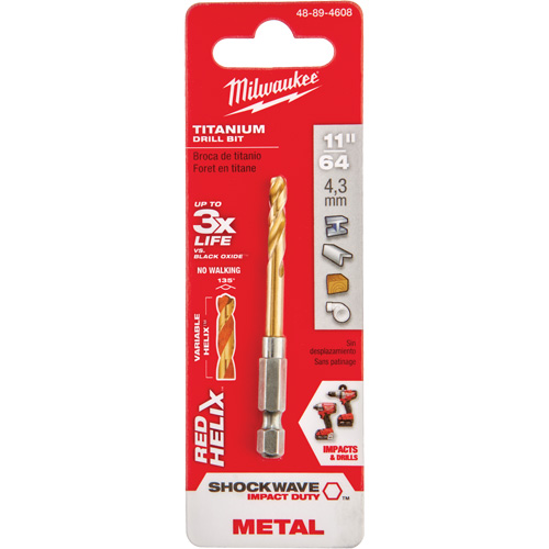 Foret Shockwave, 11/64", Titane, Cannelure 1-3/32", Pointe de 135° Solutions industrielles ALPHA