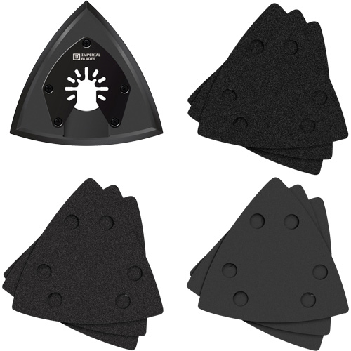 Patin de ponçage triangulaire pour outil oscillant et assortiment de papiers abrasifs One Fit Solutions industrielles ALPHA