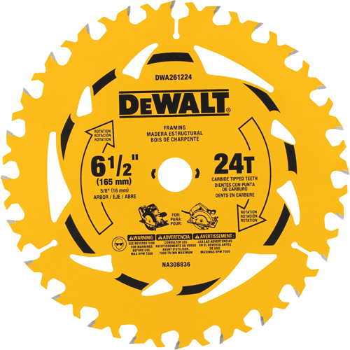 Lame de scie circulaire &agrave; charpente &agrave; pointe au carbure, 6-1/2", 24 dents, Pour Bois Solutions industrielles ALPHA
