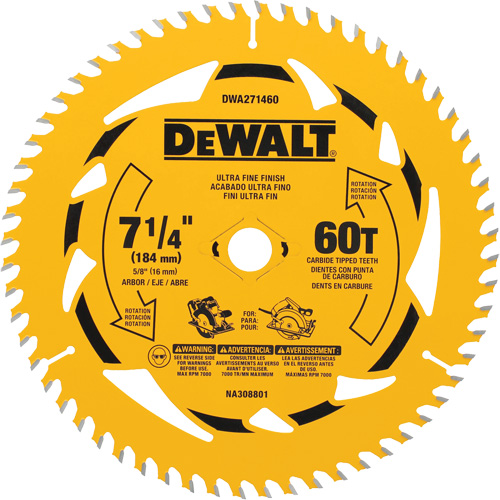 Lame de scie circulaire, 7-1/4", 60 dents, Pour Bois Solutions industrielles ALPHA