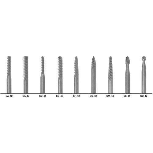 Jeu de fraises au carbure &agrave; coupe double 1855 CLE-LINE, 9 morcea Solutions industrielles ALPHA