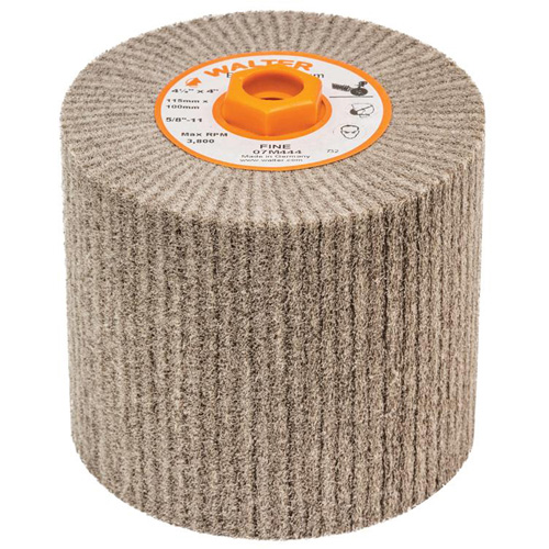 Tambour de conditionnement de surface Blendex, 4-1/2" dia. x 4" la, 5/8"-11 Arbre, Grain Fin Solutions industrielles ALPHA