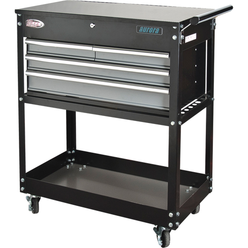Chariot utilitaire, 4 tiroirs, 18" lo x 33" la x 39" h, Noir Solutions industrielles ALPHA