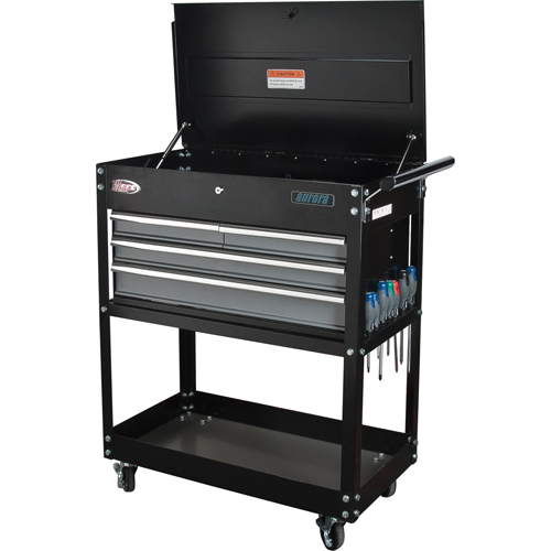 Chariot utilitaire, 4 tiroirs, 18" lo x 33" la x 39" h, Noir Solutions industrielles ALPHA