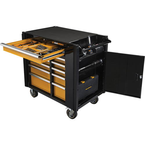 Powered Tool Cart, 11 Drawers, 42-1/2" W x 24-7/16" D x 41" H, Black/Orange Solutions industrielles ALPHA