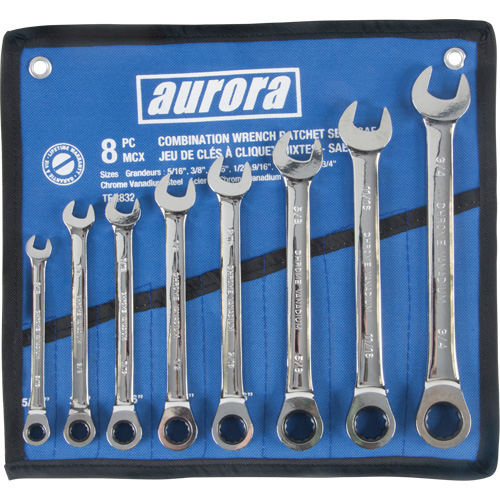 Jeu de cl&eacute;s &agrave; cliquet &agrave; t&ecirc;te fixe, Combinaison, 8 morceaux, Imp&eacute;rial Solutions industrielles ALPHA