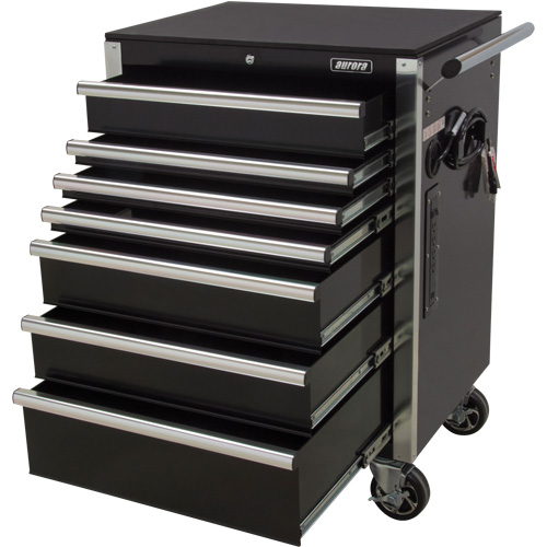 Chariot &agrave; outils &agrave; usage intensif, 7 tiroirs, 28" la x 22" p x 42-3/8" h, Noir Solutions industrielles ALPHA