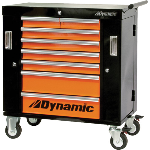 Armoire roulante, 8 tiroirs, 36" la x 18" p x 39-1/4" h, Noir/Orange Solutions industrielles ALPHA