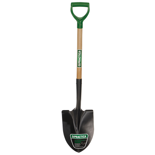 Round-Point Shovel, Tempered Steel Blade, Wood, D-Grip Handle Solutions industrielles ALPHA