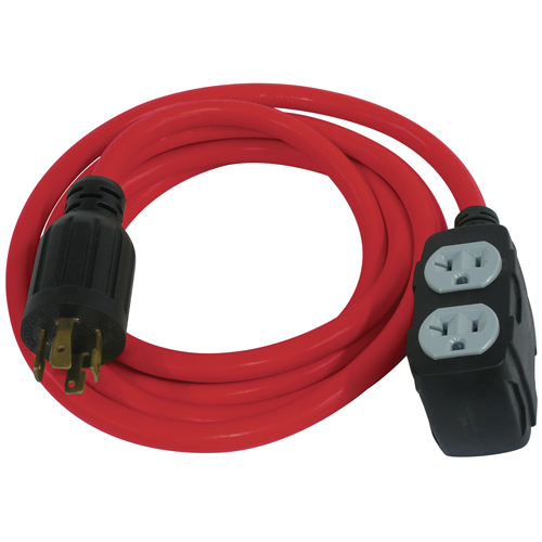 Rallonge pour g&eacute;n&eacute;ratrice, SJTW, AWG 12/3, 30 A, 4 prise(s), 10' Solutions industrielles ALPHA