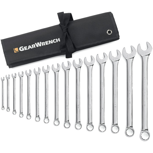 Jeu de cl&eacute;s longues &agrave; coupe &agrave; 12 pans avec pochette &agrave; outils roulable, Combinaison, 15 morceaux, Imp&eacute;rial Solutions industrielles ALPHA