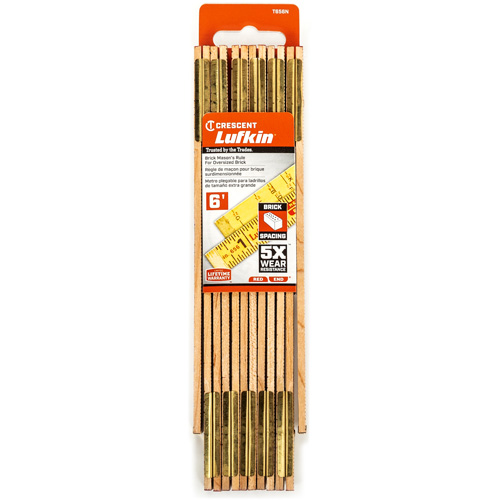 R&egrave;gle de maçon surdimensionn&eacute; Red End, 6' lo, Bois, Graduations de 1/16" Solutions industrielles ALPHA