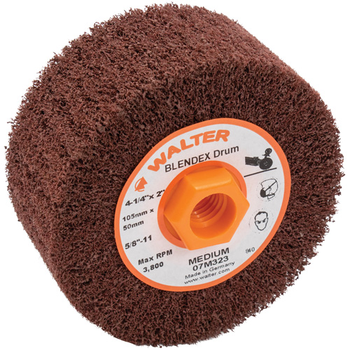 Tambour de conditionnement de surface Blendex ALLSTEEL, 4-1/4" dia. x 2" la, 5/8"-11 Arbre, Grain Moyen Solutions industrielles ALPHA