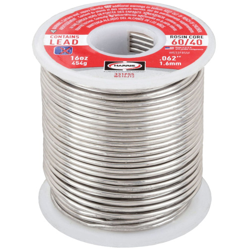 Brasure au plomb 60/40 &agrave; noyau de colophane, &agrave; base de plomb, 60 % d'&eacute;tain, 40 % de plomb, &acirc;me Colophane, dia. 1/16" Solutions industrielles ALPHA