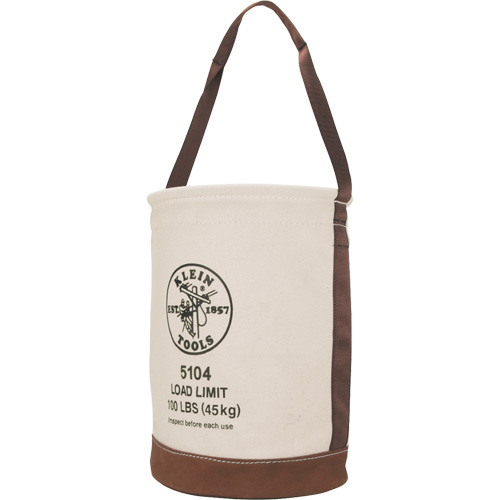 Bucket with Leather Bottom, 17" H, Canvas, Beige Solutions industrielles ALPHA