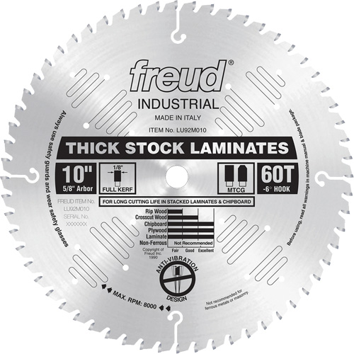 Lames de scie industrielle pour panneaux de particules, 10", 60 dents, Pour Stratifi&eacute; Solutions industrielles ALPHA