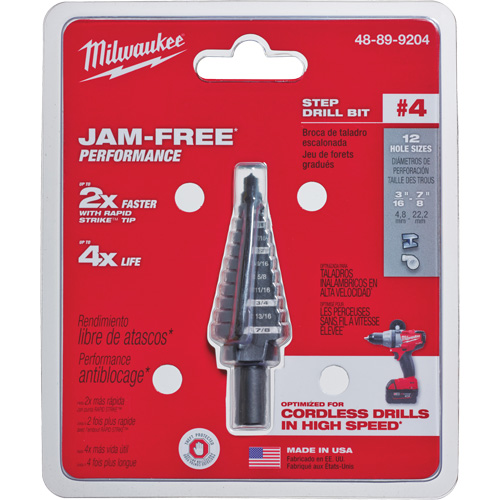 Foret &eacute;tag&eacute; no 4, 3/16" - 7/8", Incr&eacute;ments de 1/16", Acier rapide Solutions industrielles ALPHA