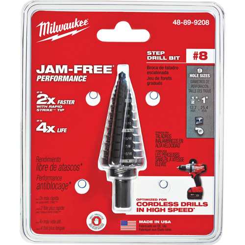 Foret &eacute;tag&eacute; no 8, 1/2" - 1", Incr&eacute;ments de 1/16", Acier rapide Solutions industrielles ALPHA