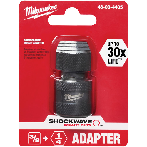 Adaptateur de douille carr&eacute;e &agrave; hexagonale pour tournevis &agrave; percussion Shockwave, Chocs, Prise 1/4", Douille 3/8", 1,875" lo Solutions industrielles ALPHA
