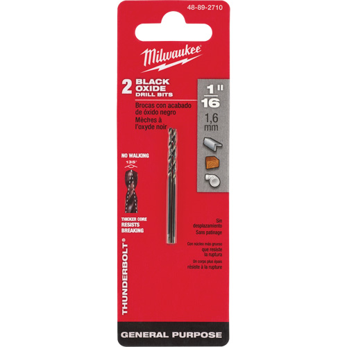 Thunderbolt&reg; Jobber Drill Bit, High Speed Steel, 1/16", 1-7/8" L, 7/8" Flute, 135° Point Angle Solutions industrielles ALPHA