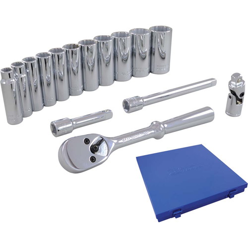Socket & Attachment Set, 15 Pcs, 3/8" Drive Size, Deep Solutions industrielles ALPHA