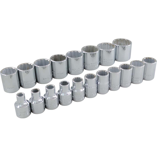 Socket Set, 19 Pcs, 3/8" Drive Size Solutions industrielles ALPHA