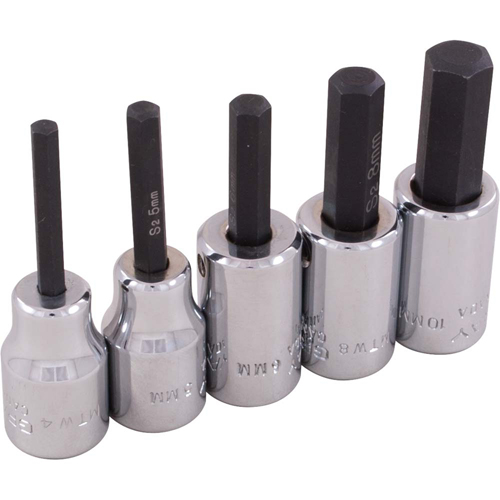 Hex Head Socket Set, Hex, 3/8" Drive, 5 Pcs Solutions industrielles ALPHA
