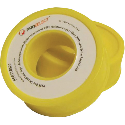 Ruban &agrave; filetage pour tuyau en PTFE pour industrie p&eacute;troli&egrave;re et gazi&egrave;re, 12,7 mm (1/2") x 6,6 m (21,67'), Jaune Solutions industrielles ALPHA