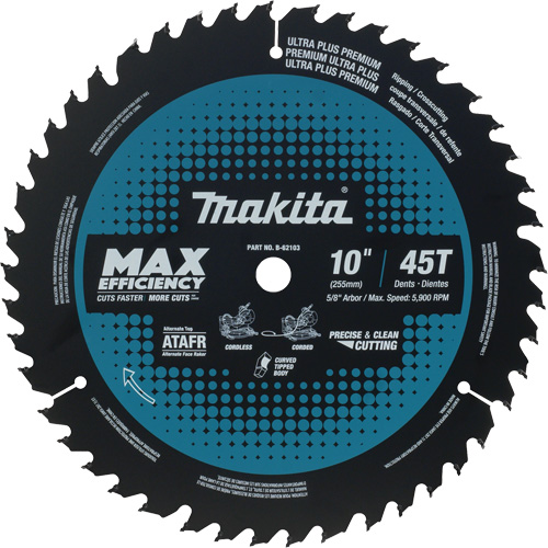 Mitre Saw Blade, 10", 45 Teeth, Wood Use Solutions industrielles ALPHA