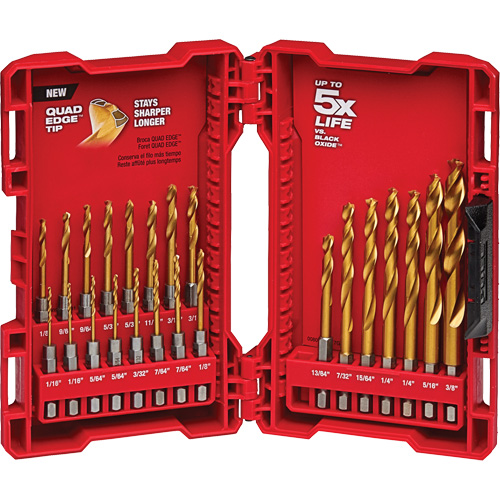 Jeu de forets pour perceuses et cl&eacute;s &agrave; chocs Shockwave, 23 morceaux, Titane Solutions industrielles ALPHA
