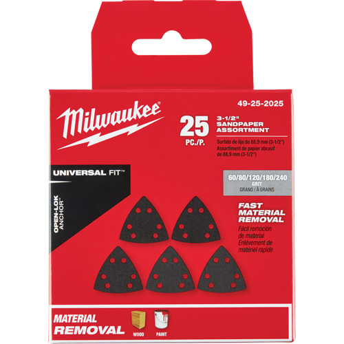 Ensemble de papiers abrasifs triangulaires 3-1/2" Open-Lok Solutions industrielles ALPHA