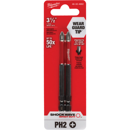 Embout de tournevis Shockwave Impact Duty, Phillips, Embout #2, Prise 1/4", Longueur 3-1/2" Solutions industrielles ALPHA
