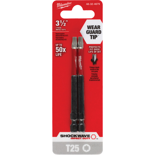 Embout de tournevis Shockwave Impact Duty, Torx, Embout T-25, Prise 1/4", Longueur 3-1/2" Solutions industrielles ALPHA