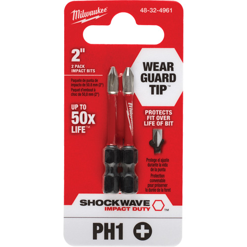 Shockwave Impact Duty Screwdriver Bit, Phillips, #1, 1/4" Drive Solutions industrielles ALPHA