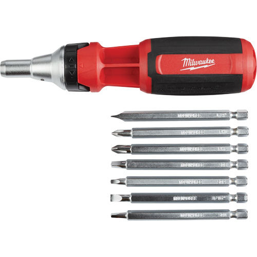 Tournevis &agrave; rochet 9 en 1 avec embouts multiples &agrave; carr&eacute; conducteur, 9-1/10" lo, Prise Coussin&eacute;e Solutions industrielles ALPHA