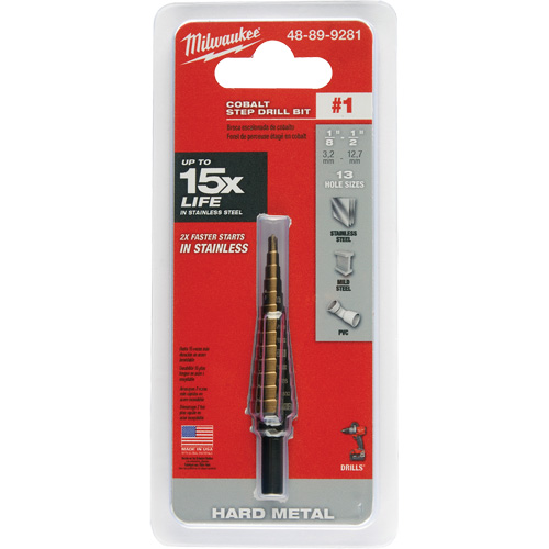 Foret &eacute;tag&eacute;, 1/8"/#1 - #1/1/2", Incr&eacute;ments de 1/32", Acier rapide au cobalt Solutions industrielles ALPHA