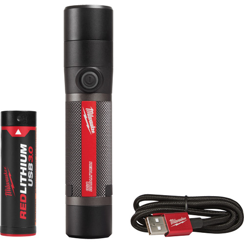 USB Compatible Compact Flashlight, LED, 800 Lumens, Rechargeable Batteries Solutions industrielles ALPHA
