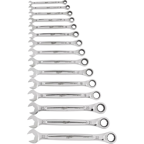 Ratcheting Wrench Set, Combination, 15 Pieces, Metric Solutions industrielles ALPHA