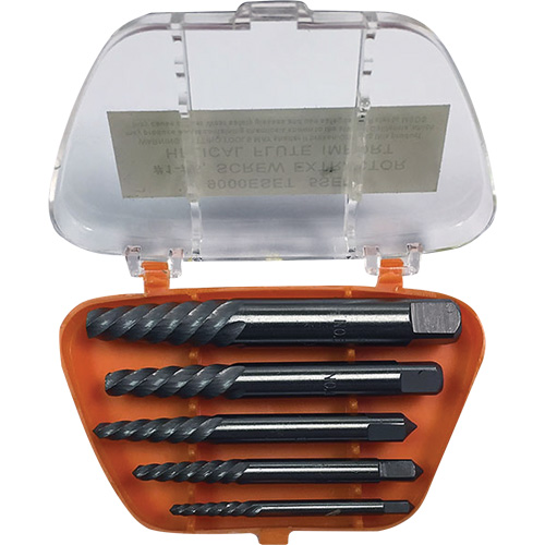 Jeu d'extracteurs de vis avec forets DRILLCO, Carbure, 5 Morcea Solutions industrielles ALPHA