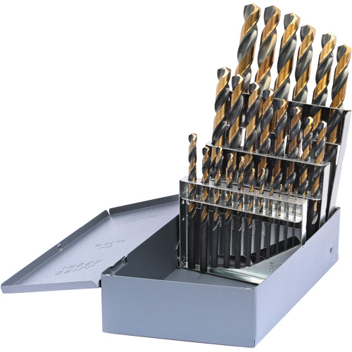 Jeu de forets m&eacute;triques courts DRILLCO, 25 morceaux, Acier rapide Solutions industrielles ALPHA