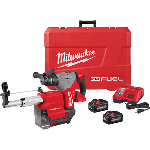 M18 Fuel SDS Plus Rotary Hammer with Hammervac Dust Extractor Kit, 18 V, 1-1/8" - 3", 800 RPM Solutions industrielles ALPHA