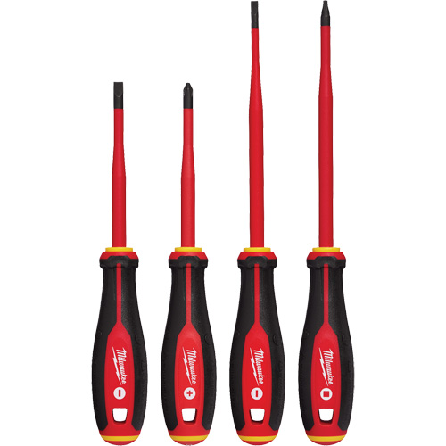 Jeu de tournevis isol&eacute;s &agrave; pointe &eacute;troite, 4 mcx, Magn&eacute;tique Solutions industrielles ALPHA