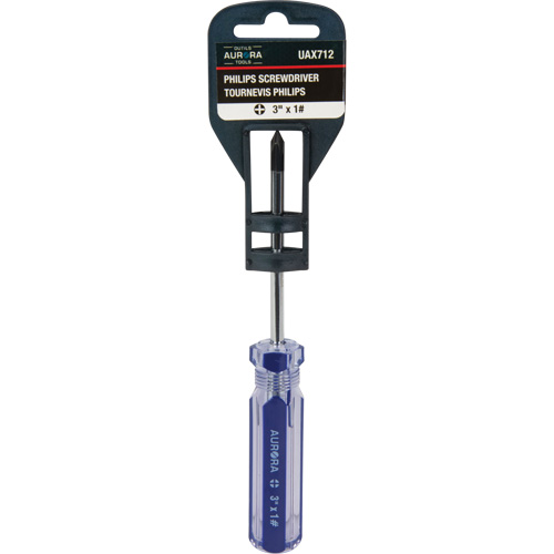 Tournevis Philips bleu transparent avec bandes, #1, Prise Plastique Solutions industrielles ALPHA