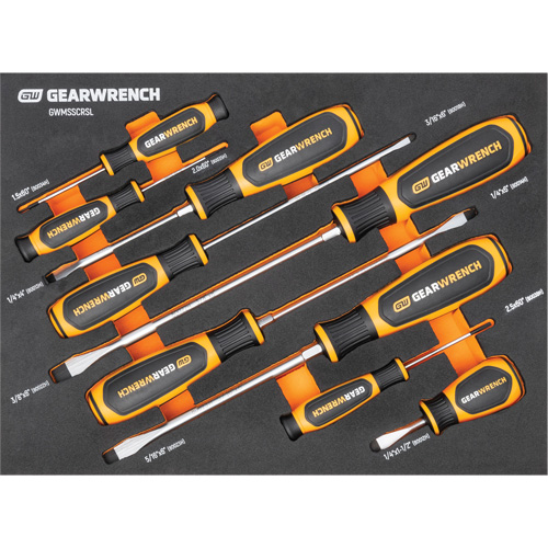 Slotted Dual Material Screwdriver Set in Foam Storage Tray, 9 Pcs. Solutions industrielles ALPHA