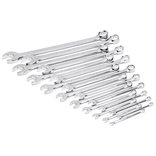 12-Point Long Pattern Combination SAE Wrench Set in Foam Storage Tray, Open-Ended, 19 Pieces, Imperial Solutions industrielles ALPHA