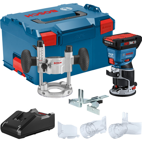 Ensemble de toupie &agrave; paume sans balai Colt avec bloc-pile CORE18V 4 Ah & base de plongeur Solutions industrielles ALPHA